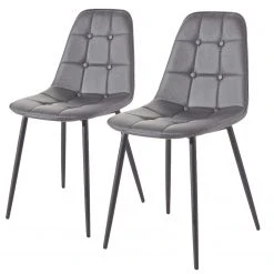 Red Living Chaises capitonnées Aline (lot de 2) - Gris