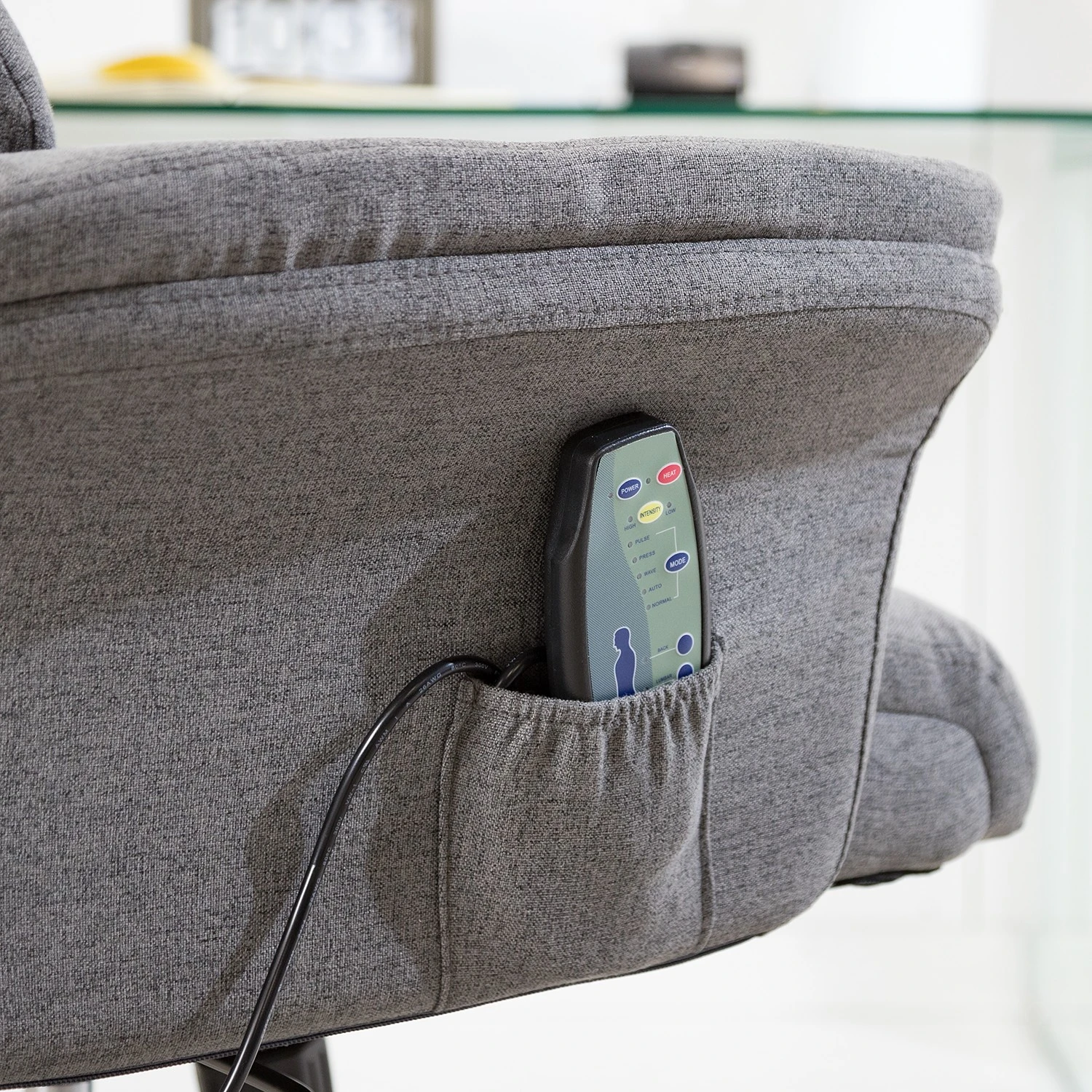 Furnitive Chaise de bureau Barking - (avec fonction massage) - Tissage à plat / Métal - Gris / Noir 18 Furnitive Chaise de bureau Barking - (avec fonction massage) - Tissage à plat / Métal - Gris / Noir – Image 16