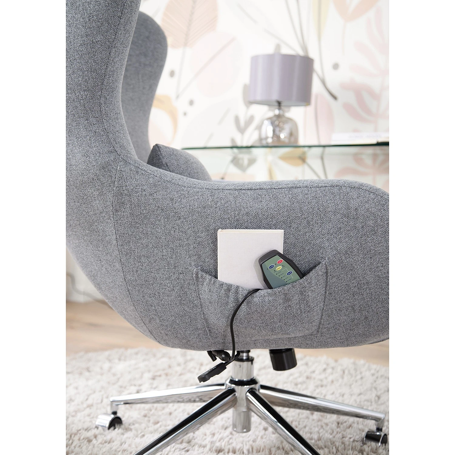Furnitive Chaise de bureau massant Barnard - (avec fonction massage) Tissu / Métal - Gris clair / Chrome 19 Furnitive Chaise de bureau massant Barnard - (avec fonction massage) Tissu / Métal - Gris clair / Chrome – Image 17