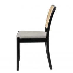 Studio Copenhagen Chaises Cutis (lot de 2) - Rotin et tissu / Hêtre massif - Gris lumineux -Chaises Soldes 1000273457 220420 035 DETAILS P000000001000273457