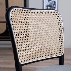 Studio Copenhagen Chaises Cutis (lot de 2) - Rotin et tissu / Hêtre massif - Gris lumineux -Chaises Soldes 1000273457 220819 030 DETAILS P000000001000273457