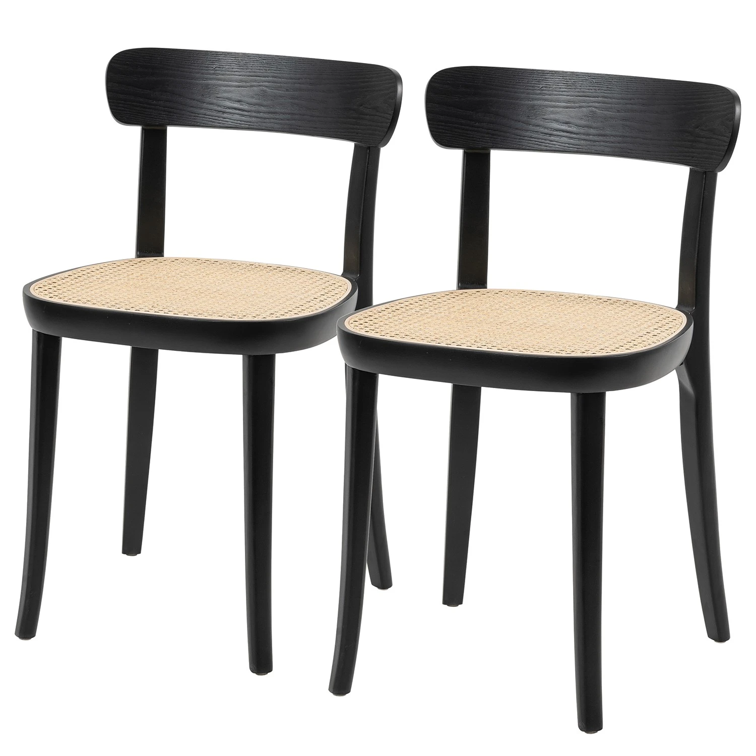 Studio Copenhagen Chaises Darcey (lot de 2) - Contreplaqué et rotin / Hêtre massif - Rotin / Noir 3 Studio Copenhagen Chaises Darcey (lot de 2) - Contreplaqué et rotin / Hêtre massif - Rotin / Noir