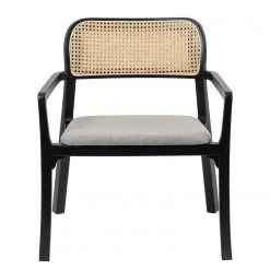 Studio Copenhagen Fauteuil de jardin Elena - Rotin et tissu / Hêtre massif - Gris lumineux -Chaises Soldes 1000273466 220420 030 DETAILS P000000001000273466