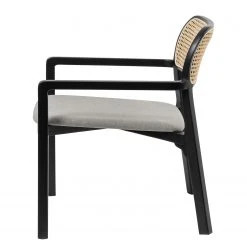 Studio Copenhagen Fauteuil de jardin Elena - Rotin et tissu / Hêtre massif - Gris lumineux -Chaises Soldes 1000273466 220420 035 DETAILS P000000001000273466