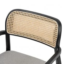 Studio Copenhagen Fauteuil de jardin Elena - Rotin et tissu / Hêtre massif - Gris lumineux -Chaises Soldes 1000273466 220420 045 DETAILS P000000001000273466