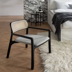 Studio Copenhagen Fauteuil de jardin Elena - Rotin et tissu / Hêtre massif - Gris lumineux -Chaises Soldes 1000273466 220823 021 MOOD DETAILS P000000001000273466 mood