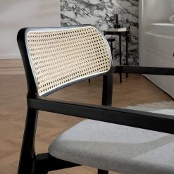 Studio Copenhagen Fauteuil de jardin Elena - Rotin et tissu / Hêtre massif - Gris lumineux -Chaises Soldes 1000273466 220823 024 MOOD DETAILS P000000001000273466 mood