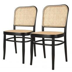 Studio Copenhagen Chaises Daru (lot de 2) - Rotin / HĂȘtre massif - Rotin / Noir