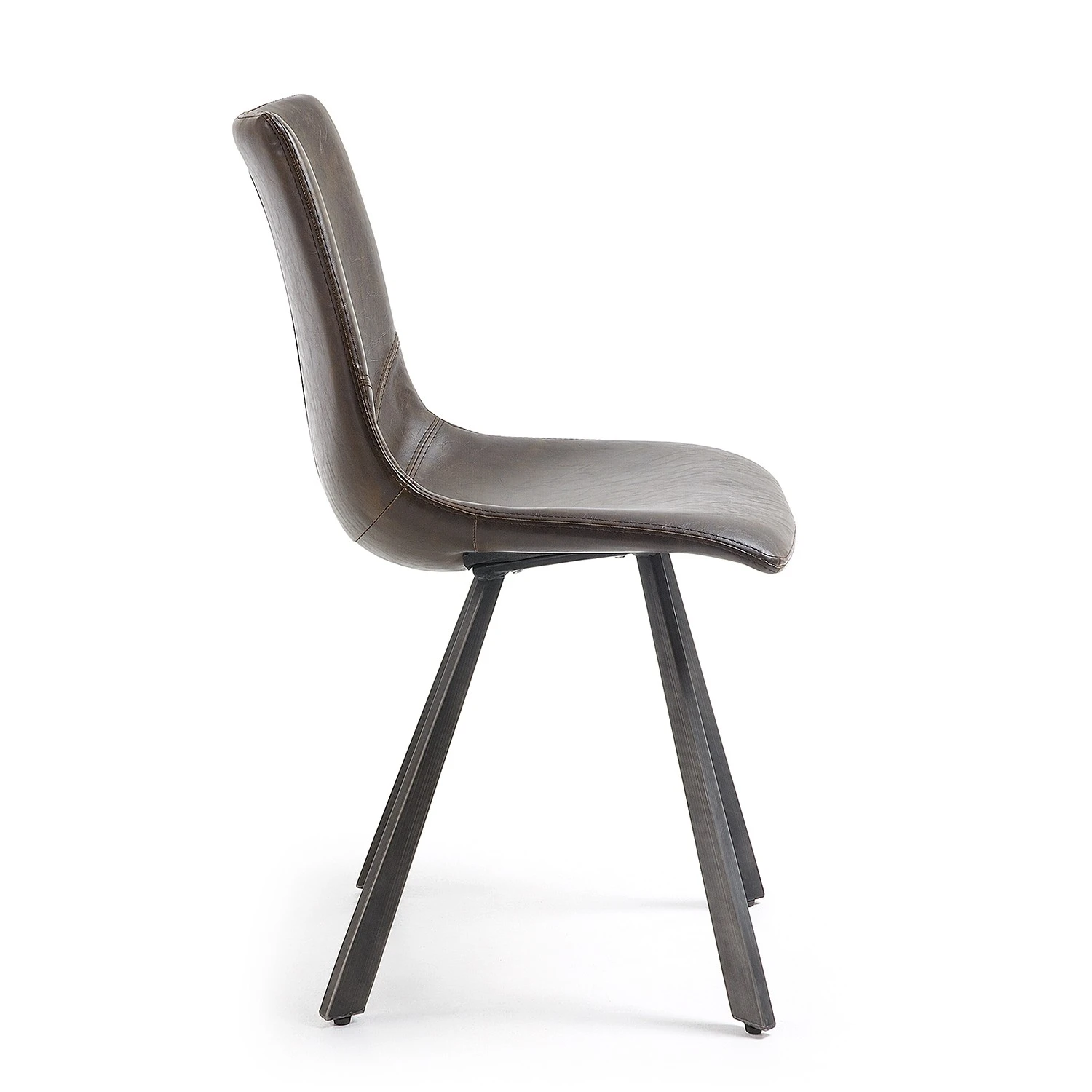 Fredriks Chaises Tryon (lot de 4) - Imitation cuir / Acier - Marron foncé vintage / Marron foncé 5 Fredriks Chaises Tryon (lot de 4) - Imitation cuir / Acier - Marron foncé vintage / Marron foncé – Image 3