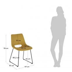 Fredriks Chaises Zara (lot de 2) - Jaune moutarde -Chaises Soldes 1000274232 210618 10464400245 SKETCH DETAILS P000000001000274232 sketch