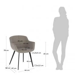 Jack & Alice Chaises à accoudoirs Nala (lot de 2) - Gris -Chaises Soldes 1000274233 210618 10464400255 SKETCH DETAILS P000000001000274233 sketch