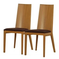 Norrwood Chaises Atla (lot de 2) - Tissu / Chêne massif - Café / Chêne
