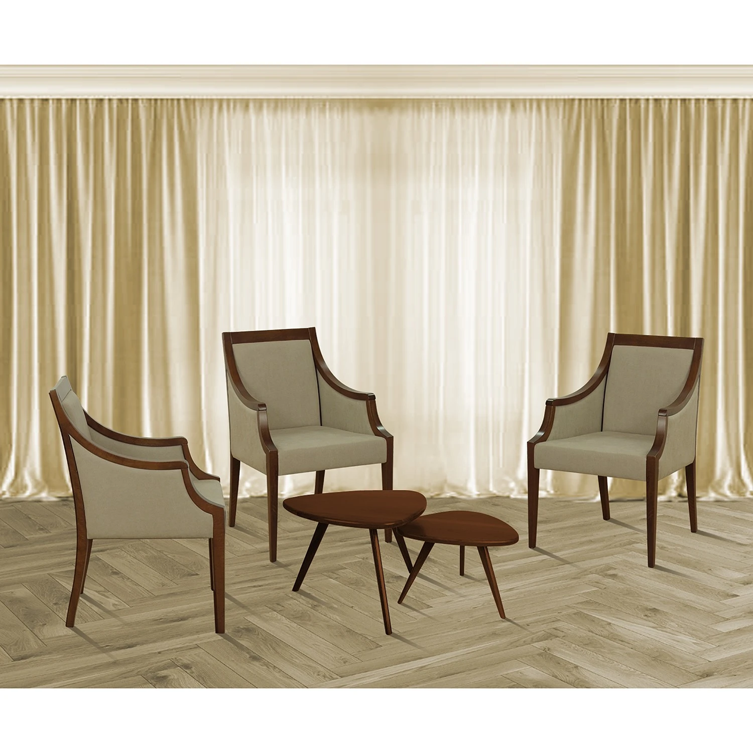 Velvet Studio Chaise à accoudoirs Tofino - Tissu / Hêtre massif - Camel / Hêtre 4 Velvet Studio Chaise à accoudoirs Tofino - Tissu / Hêtre massif - Camel / Hêtre – Image 2