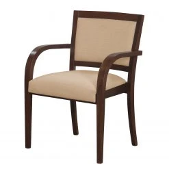 Norrwood Chaise Ă accoudoirs Prado - Tissu / HĂȘtre massif - Camel / Noyer