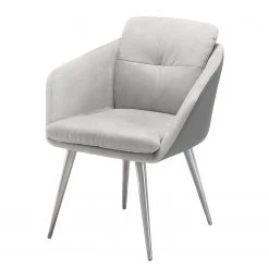 Loftscape Chaise Ă accoudoirs Canillo - Microfibre / Acier inoxydable - Gris clair / Acier inoxydable