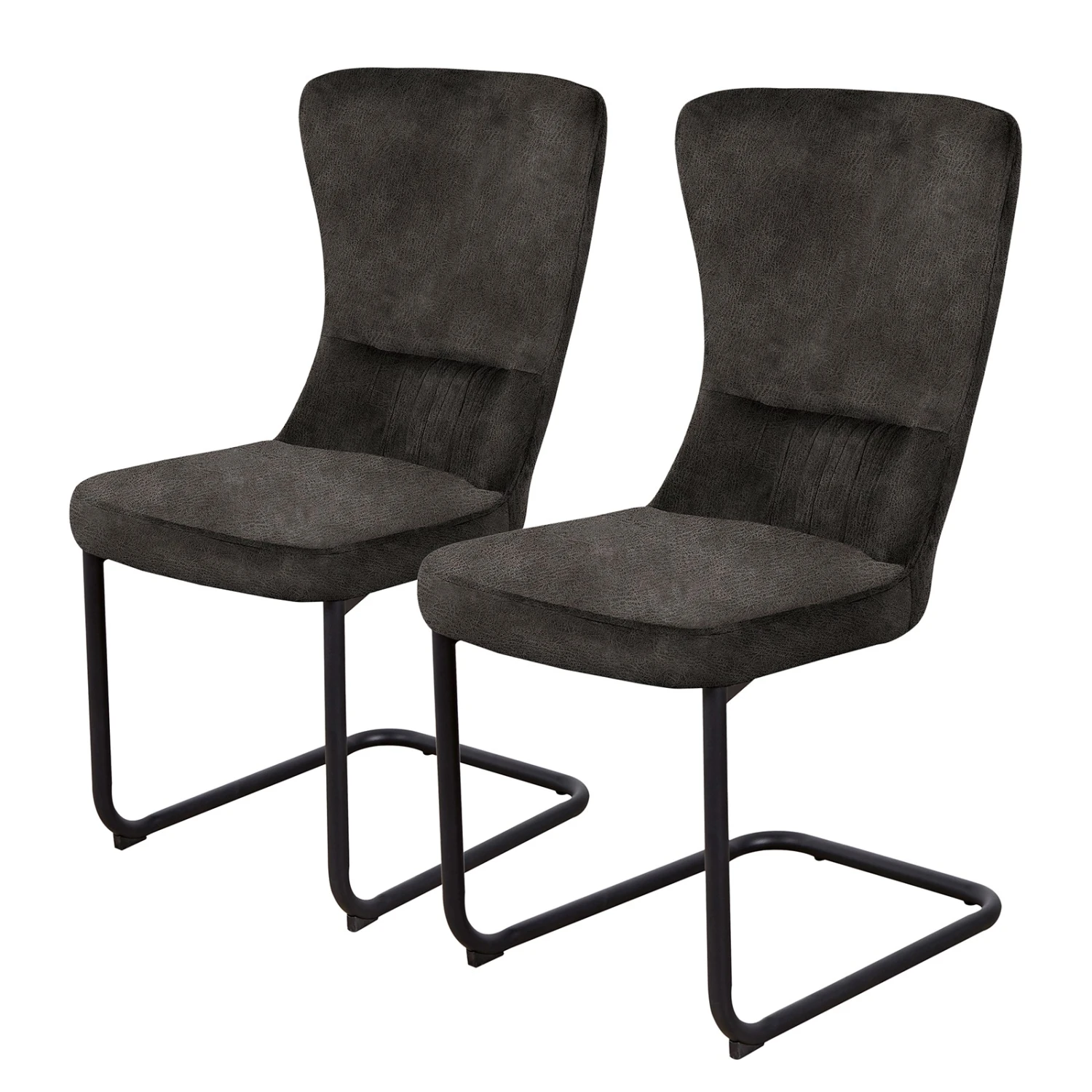 Chaises cantilever Amalia II (lot de 2) - Microfibre / Acier - Anthracite / Noir 3 Chaises cantilever Amalia II (lot de 2) - Microfibre / Acier - Anthracite / Noir