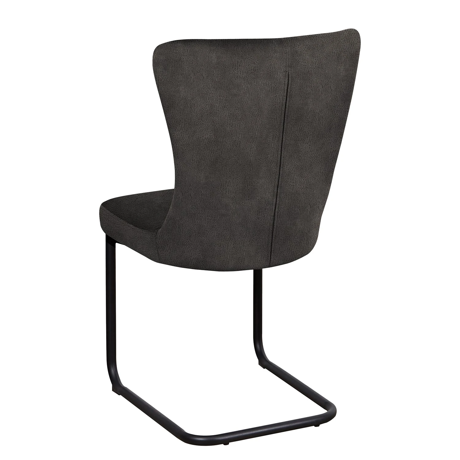 Chaises cantilever Amalia II (lot de 2) - Microfibre / Acier - Anthracite / Noir 4 Chaises cantilever Amalia II (lot de 2) - Microfibre / Acier - Anthracite / Noir – Image 2
