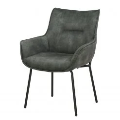 Loftscape Chaise à accoudoirs Betty - Velours / Métal - Gris vintage / Noir