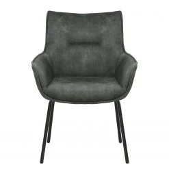 Loftscape Chaise à accoudoirs Betty - Velours / Métal - Gris vintage / Noir -Chaises Soldes 1000274879 220107 103356000125 DETAILS P000000001000274879