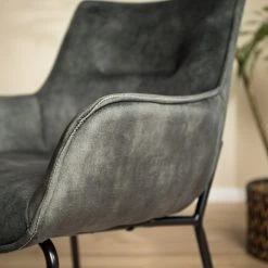 Loftscape Chaise à accoudoirs Betty - Velours / Métal - Gris vintage / Noir -Chaises Soldes 1000274879 220519 031 DETAILS P000000001000274879