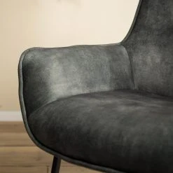 Loftscape Chaise à accoudoirs Betty - Velours / Métal - Gris vintage / Noir -Chaises Soldes 1000274879 220519 032 DETAILS P000000001000274879