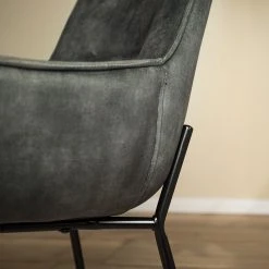 Loftscape Chaise à accoudoirs Betty - Velours / Métal - Gris vintage / Noir -Chaises Soldes 1000274879 220519 033 DETAILS P000000001000274879