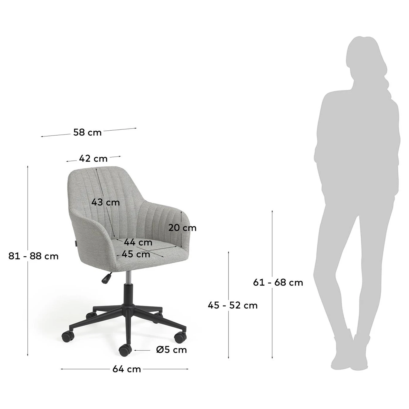 Fredriks Chaise de bureau Madina - Gris clair 14 Fredriks Chaise de bureau Madina - Gris clair – Image 12