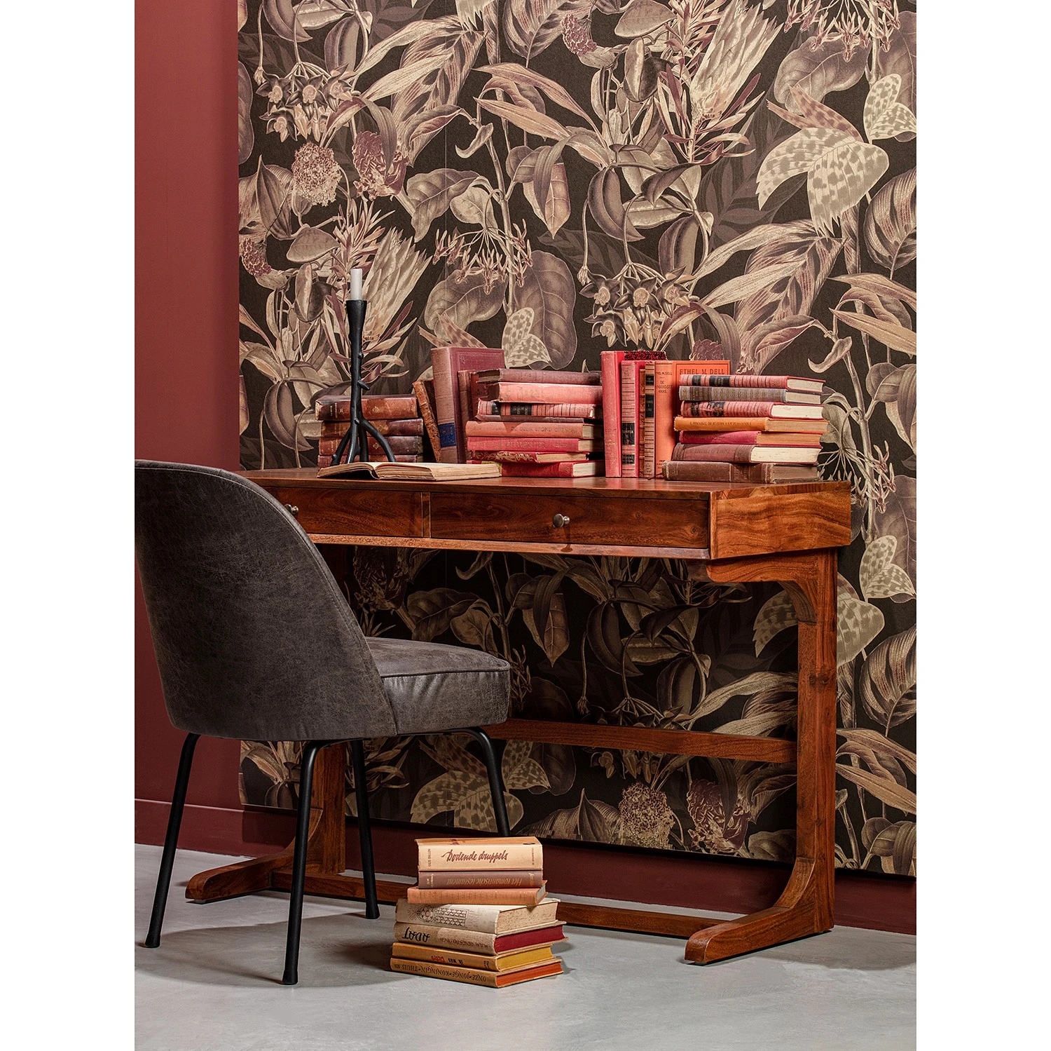 Red Living Chaises capitonnées Cera III (lot de 2) - Cuir véritable / Acier - Noir 4 Red Living Chaises capitonnées Cera III (lot de 2) - Cuir véritable / Acier - Noir – Image 2