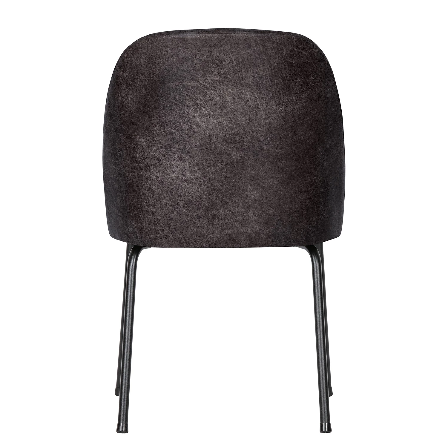 Red Living Chaises capitonnées Cera III (lot de 2) - Cuir véritable / Acier - Noir 7 Red Living Chaises capitonnées Cera III (lot de 2) - Cuir véritable / Acier - Noir – Image 5