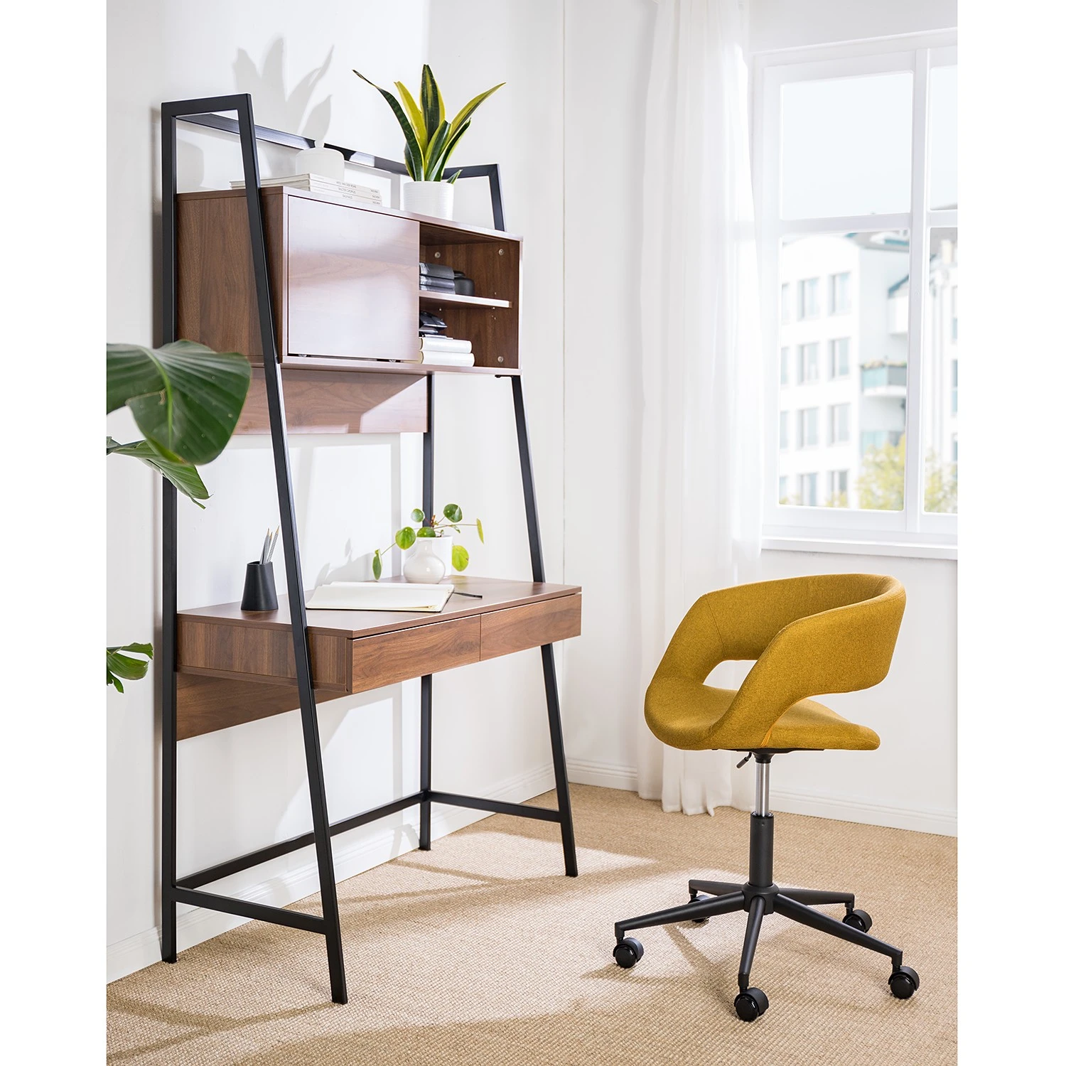 Mørteens Chaise de bureau Buggio - Tissu Cors: Jaune curry - Noir 4 Mørteens Chaise de bureau Buggio - Tissu Cors: Jaune curry - Noir – Image 2