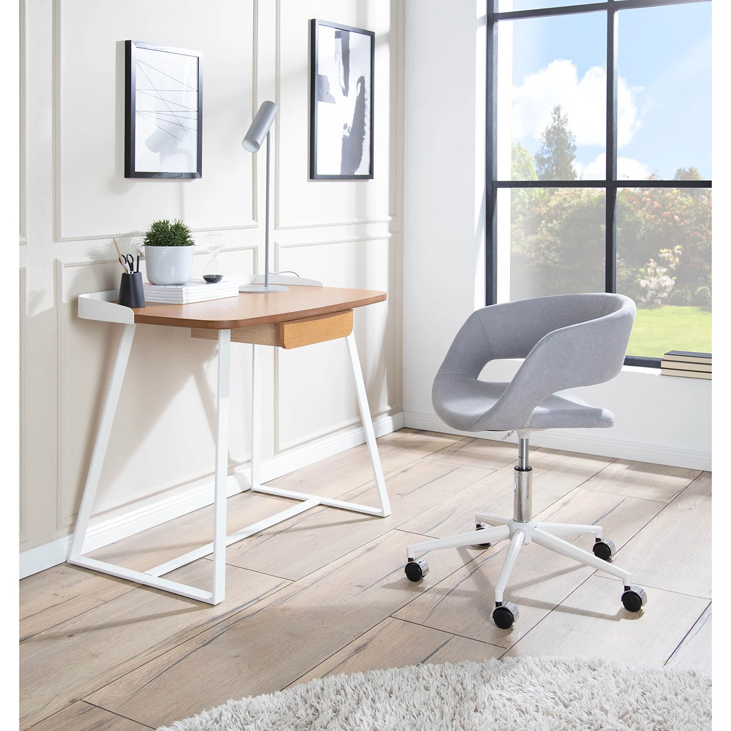 Mørteens Chaise de bureau Buggio II - Gris lumineux - Blanc 4 Mørteens Chaise de bureau Buggio II - Gris lumineux - Blanc – Image 2