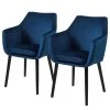 Mørteens Chaises à accoudoirs Nicholas V - Velours Kemi: Bleu foncé - Lot de 2 -Chaises Soldes 1000281668 210820 14050800007 IMAGE P000000001000281668