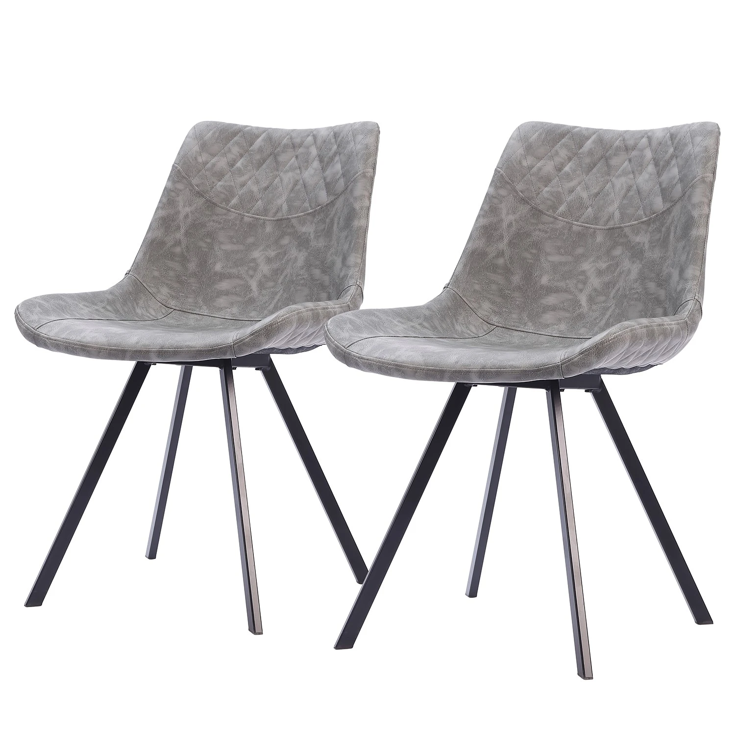 Ars manufacti Chaises Cielo (lot de 2) - Imitation cuir / Acier - Gris vintage / Noir 3 Ars manufacti Chaises Cielo (lot de 2) - Imitation cuir / Acier - Gris vintage / Noir