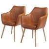 Mørteens Chaises à accoudoirs Nicholas - Cuir synthétique Aken: Cognac vintage - Lot de 2