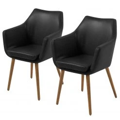 Mørteens Chaises à accoudoirs Nicholas - Cuir synthétique Aken: Noir vintage - Lot de 2