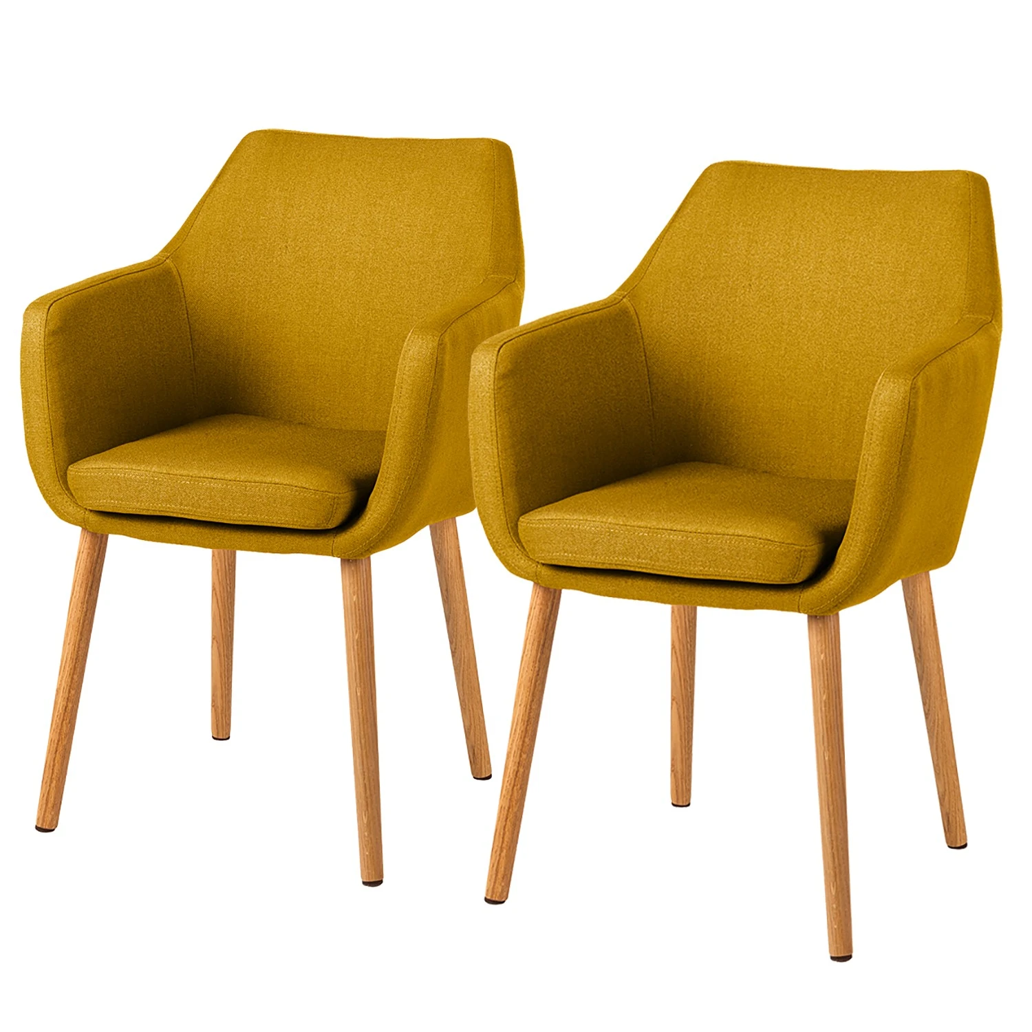 Mørteens Chaises à accoudoirs Nicholas - Tissu Cors: Jaune curry - Lot de 2 3 Mørteens Chaises à accoudoirs Nicholas - Tissu Cors: Jaune curry - Lot de 2
