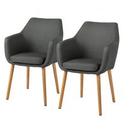 Mørteens Chaises à accoudoirs Nicholas - Tissu Cors: Gris foncé - Lot de 2