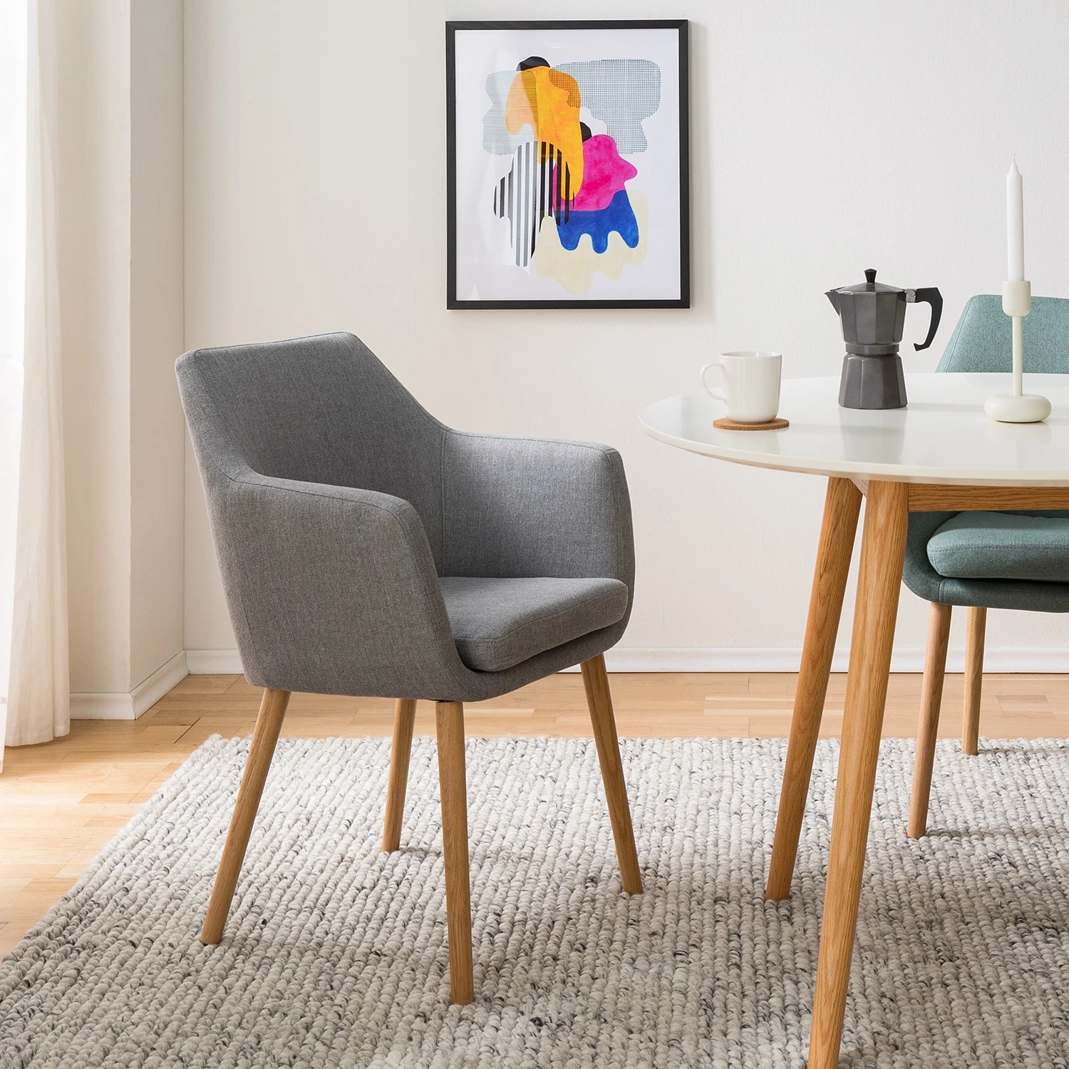 Mørteens Chaises à accoudoirs Nicholas - Tissu Cors: Granite - Lot de 2 4 Mørteens Chaises à accoudoirs Nicholas - Tissu Cors: Granite - Lot de 2 – Image 2