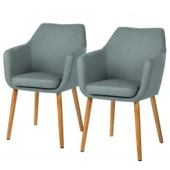 Mørteens Chaises à accoudoirs Nicholas - Tissu Cors: Gris menthe - Lot de 2