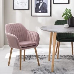 Mørteens Chaises à accoudoirs Tilanda - Tissu / Chêne massif - Velours Kemi: Rose vieilli - Lot de 2 -Chaises Soldes 1000281842 210819 09360100211 MOOD DETAILS P000000001000281842 mood