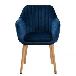 Mørteens Chaises à accoudoirs Tilanda - Tissu / Chêne massif - Velours Kemi: Bleu foncé - Lot de 2 -Chaises Soldes 1000281846 210819 09361400228 DETAILS P000000001000281846