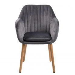 Mørteens Chaises à accoudoirs Tilanda - Tissu / Chêne massif - Velours Kemi: Gris foncé - Lot de 2 -Chaises Soldes 1000281848 210819 09364600236 DETAILS P000000001000281848