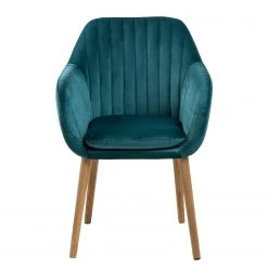 Mørteens Chaises à accoudoirs Tilanda - Tissu / Chêne massif - Velours Kemi: Pétrole - Lot de 2 -Chaises Soldes 1000281918 210819 09371600252 DETAILS P000000001000281918