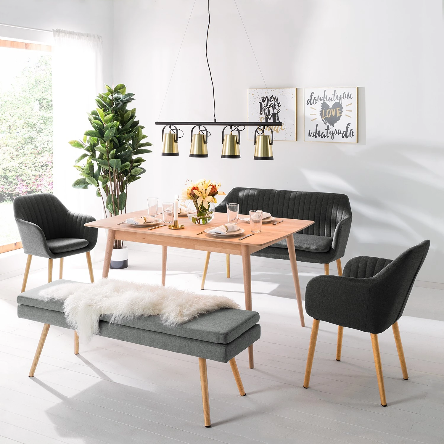 Mørteens Chaises à accoudoirs Tilanda - Tissu / Chêne massif - Tissu Cors: Gris foncé - Lot de 2 4 Mørteens Chaises à accoudoirs Tilanda - Tissu / Chêne massif - Tissu Cors: Gris foncé - Lot de 2 – Image 2