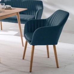 Mørteens Chaises à accoudoirs Tilanda - Tissu / Chêne massif - Tissu Cors: Bleu jean - Lot de 2 -Chaises Soldes 1000281928 210819 09390700291 MOOD DETAILS P000000001000281928 mood