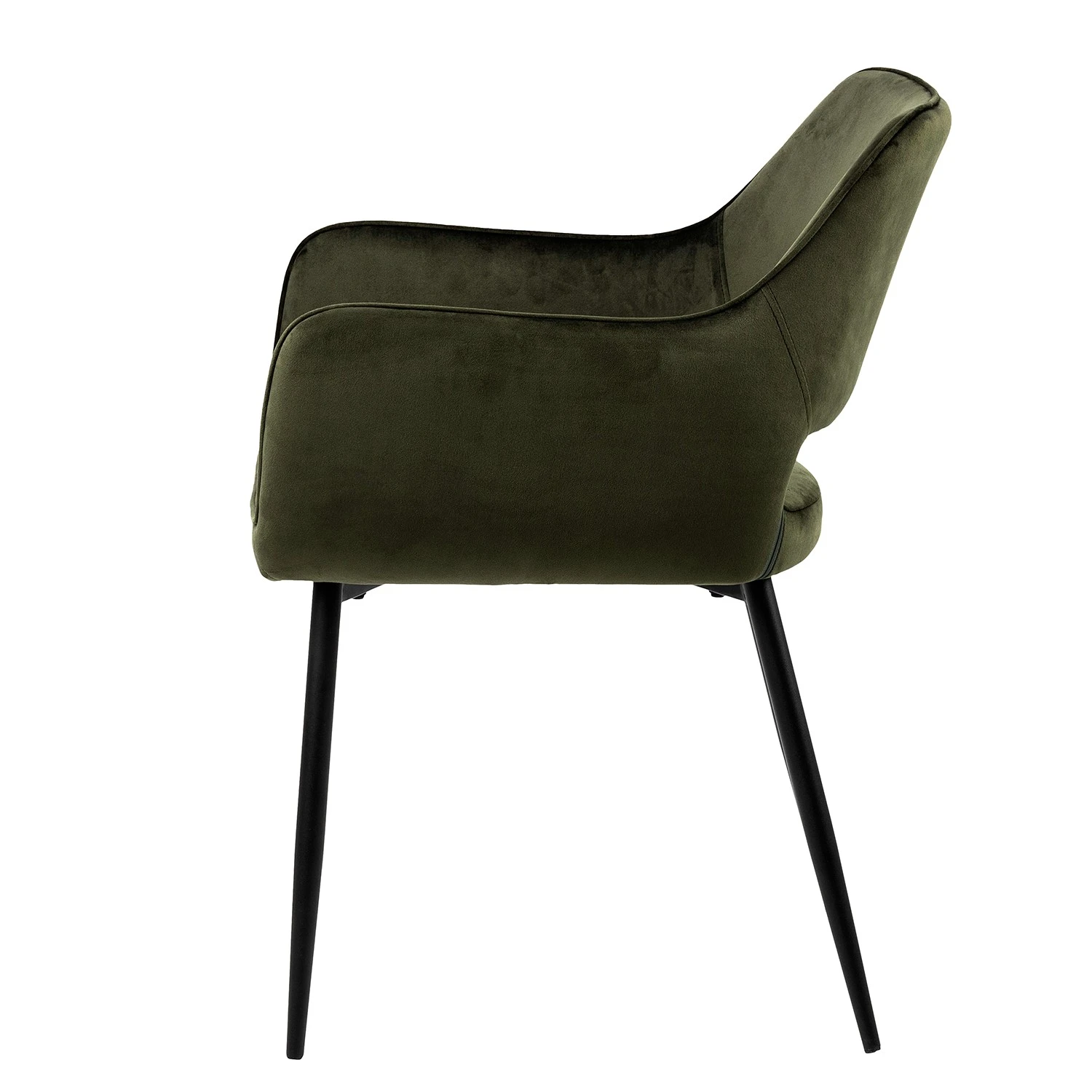 Mørteens Chaises à accoudoirs Rivanna - Velours/ Métal - Vert olive / Noir - Vert olive - Lot de 4 5 Mørteens Chaises à accoudoirs Rivanna - Velours/ Métal - Vert olive / Noir - Vert olive - Lot de 4 – Image 3
