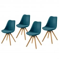 Mørteens Chaises capitonnées Aledas II - Tissu Cors: Pétrole - Lot de 4