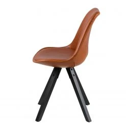Mørteens Chaises capitonnées Aledas III - Imitation cuir / Hévéa massif - Cognac / Noir - Lot de 4 -Chaises Soldes 1000282502 210819 09453100451 DETAILS P000000001000282502