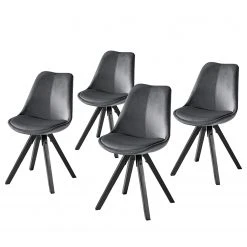 Mørteens Chaises capitonnées Aledas IV - Gris foncé - Noir - Lot de 4
