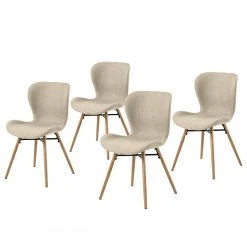 Mørteens Chaises capitonnées Livaras - Tissu Radis: Crème - Lot de 4